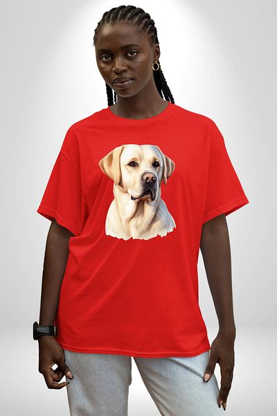 Angemiel Loyal Friend Labrador Retriever Love Dog Friendly Red Oversize Women Men Front Printed T-Shirt