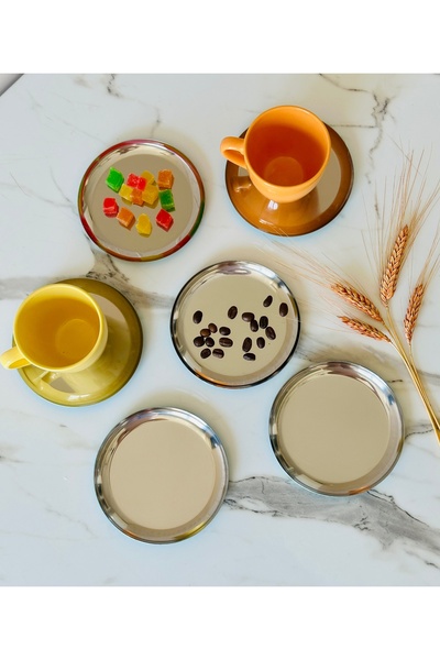Melinda Snack Bowl Mini Cake Plate Silver Color Set of 6 (12X12 cm)