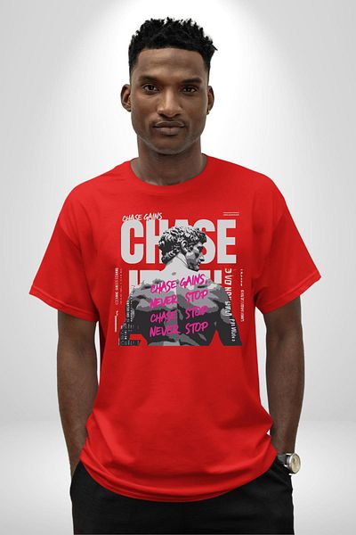 Angemiel Strong Start Never Stop Fitness Motivation Red Oversize Women's Men's Front Printed T-Shirt