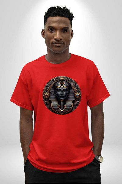 Angemiel Egyptian Atum God of Primordial Creativity Red Oversize Women's Men's Front Printed T-Shirt