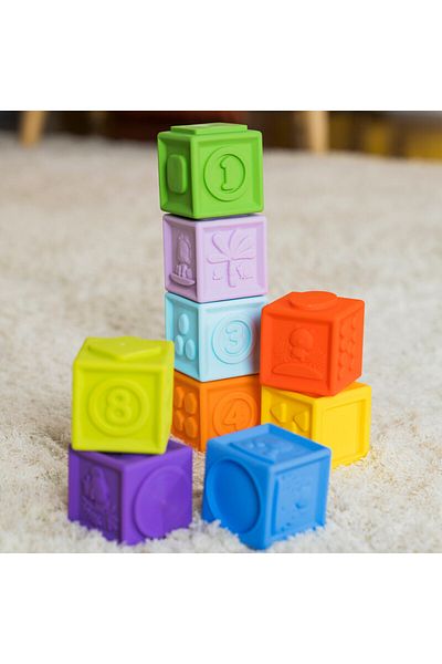 Bright Starts KaleidoCubes 9 Stack & Squeeze Blocks, 3-36 Months