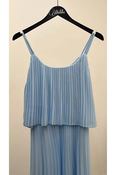 Maldia Shop Women's Pleated Chiffon Baby Blue Dress