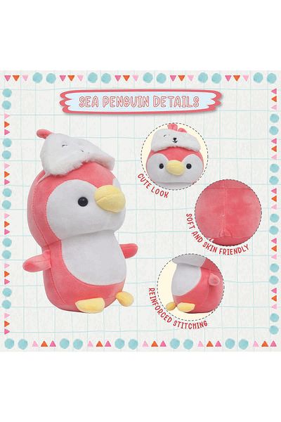 tototoys Toto Toys - Plush Soft Toy - Penguin - Pink - 23 Cm