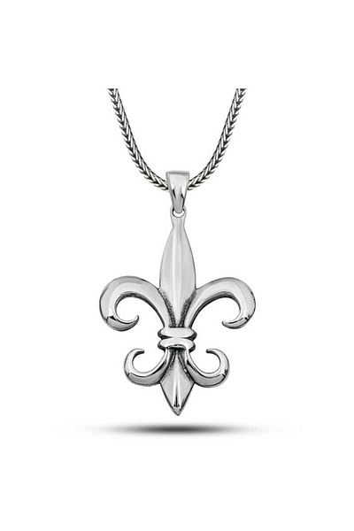 norsary Silver Lily Flower Men's Necklace