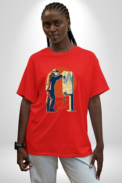 Angemiel Better Call Saul Tv Series Themed Law Red Oversize Women's Men's Front Printed T-Shirt