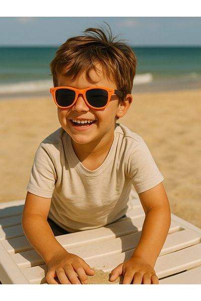 Lexi Bella Kids Orange / Black Sunglasses Double Color Frame Uv 400 Protected Ce Certificated