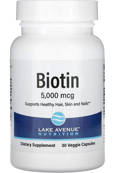 Lake Avenue Nutrition Lake Avenue Biotin, 5,000 mcg, 30 Veggie Capsules, Nutrition