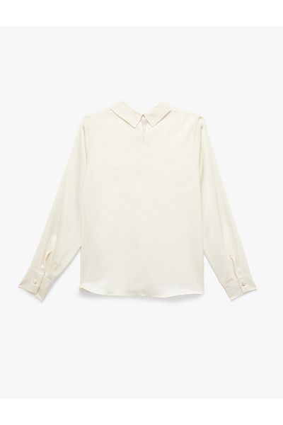 Koton Asymmetrical Neckline Long Sleeve Satin Blouse