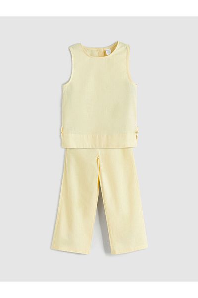 LC Waikiki Sari Linen Blended Girl's Blouse and Trousers 2 Pcs
