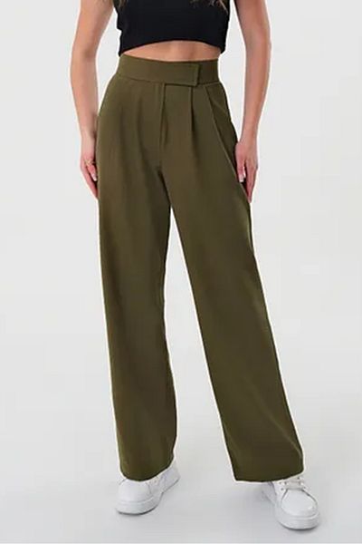 Bestenur Velcro Palazzo Trousers 1353 - Khaki