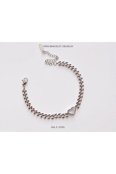 HİNESSA Steel Stainless Tarnish Stell Stylish Heart Vera Steel Bracelet Bangle