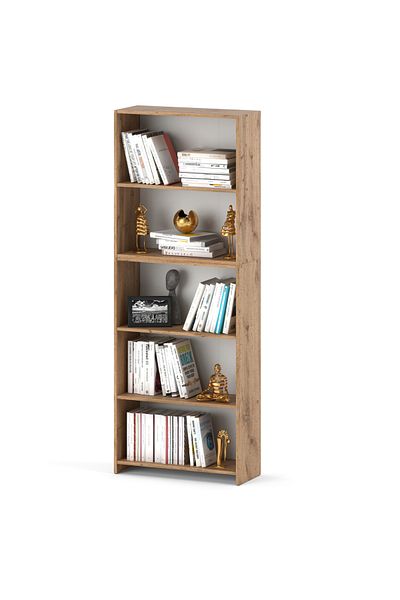 Meble Regał Na Książki Dąb Wotan 70 CM 5 Półek Segregatory Zabawki Loft Drewniany