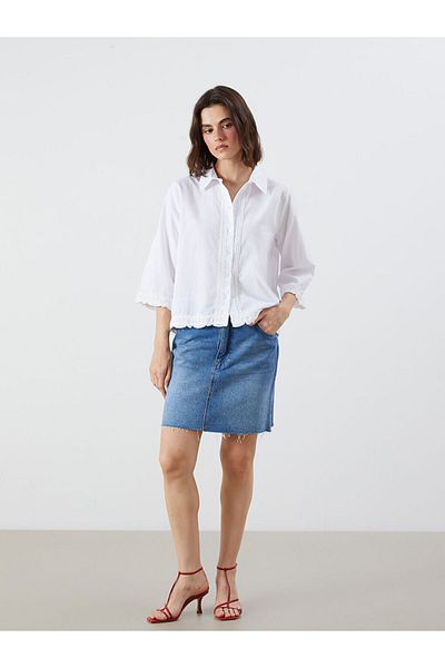 LC Waikiki Ecru Lace Detailed Women's Shirt