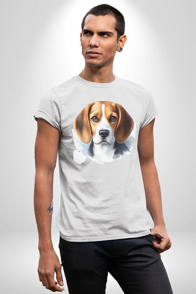 Angemiel تي شيرت Beagle Clever Cute Small Breed Dog أبيض كبير الحجم للنساء والرجال مطبوع من الأمام