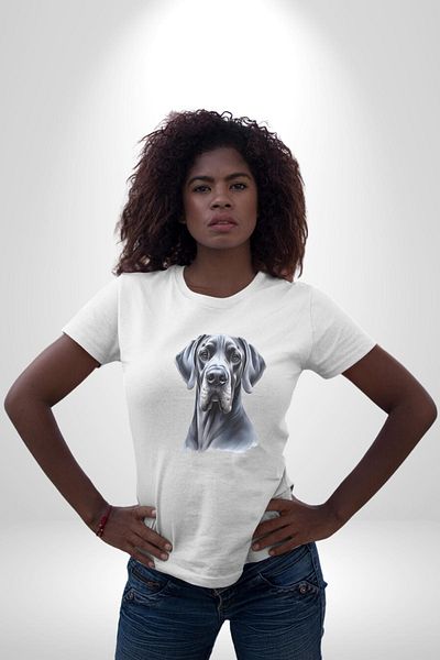 Angemiel تي شيرت قوي كبير الحجم من Danua Dog Friendly باللون الأبيض للنساء والرجال مطبوع من الأمام