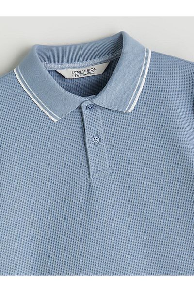 LC Waikiki New Season Polo Collar Textured Boy's T-Shirt - S5Mk99Z4