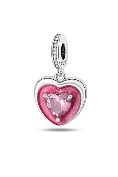OEM Charm compatible with Pandora bracelet, "Double Heart" model