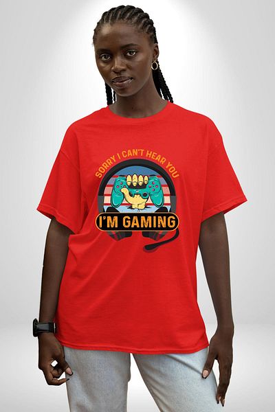 Angemiel Gamer Special Design I'M Voting I Can'T Hear You Red Oversize Women's Men's Front Printed T-Shirt