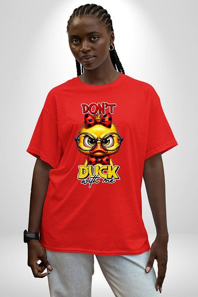 Angemiel Don'T Scam Me Written Duck Funny Red Oversize Women's Men's Front Printed T-Shirt