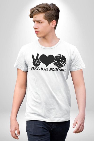 Angemiel Peace Love Volleyball White Oversize Women Men Front Printed T-Shirt