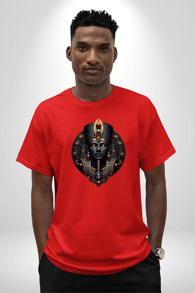 Angemiel Amun Egyptian God Creator's Power Endless Light Red Oversize Women's Men's Front Printed T-Shirt