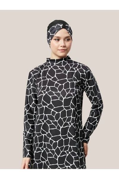 Fitsauna Πλήρως κλειστό απωθητικό νερού Quick Dry Hijab Μαγιό Σετ Leopard Model 1012