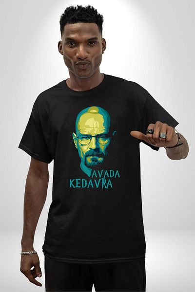 Angemiel Chemical Magic Breaking Bad Avada Kedavra Black Oversize Women's Men's Front Printed T-Shirt