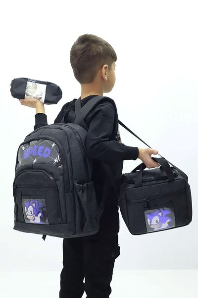 Weynes Black Boy Teddy Bear 3 Piece Set Quality Fabric Primary School Bag Wsb5036