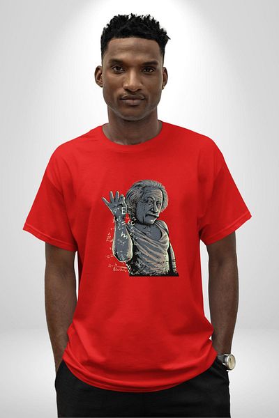 Angemiel Einstein a Revolution in the Universe with Science and Formulas Red Oversize Women's Men's Front Printed T-Shirt