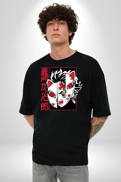 Angemiel Jujutsu Kaisen Ryomen Sukuna Anime Black Oversize Women Men Front Printed T-Shirt