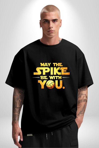 Angemiel Dunk Power Volleyball Space Wars Black Oversize Women Men Front Printed T-Shirt