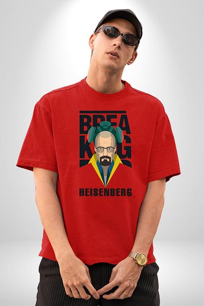 Angemiel تي شيرت مطبوع من الأمام للرجال والنساء باللون الأحمر من Breaking Bad Heisenberg