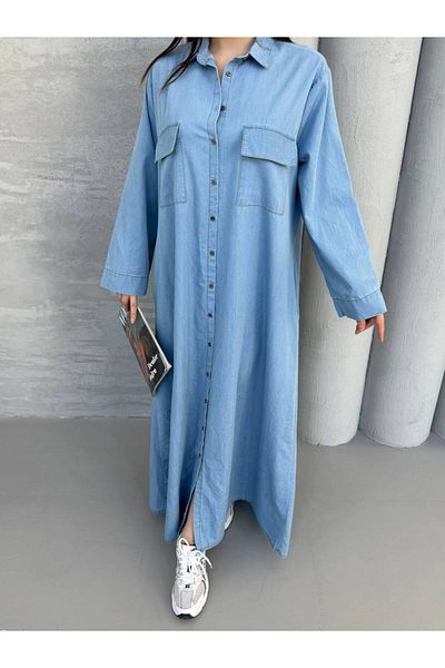PREMİER VİE Testture Denim Shirt Dress