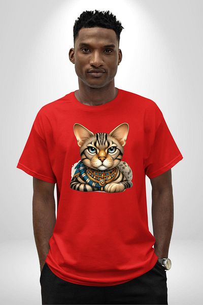 Angemiel Ancient Egypt's Dazzling Queen Red Oversize Women's Men's Front Printed T-Shirt