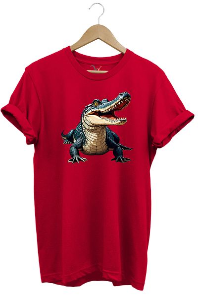 WİDİ Crocodile Printed 100% Cotton Regular Fit T-Shirt