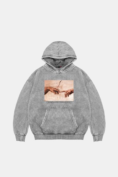 Sekizbiraltı Δημιουργία του Adam Oversize Unisex Washable White Hoodie