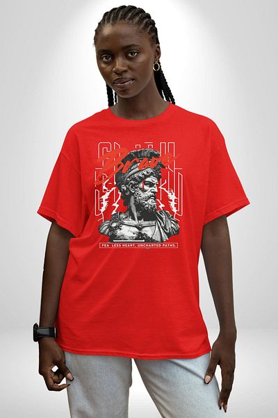 Angemiel Brave Heart Glory and Courage Braveheart Red Oversize Women's Men's Front Printed T-Shirt