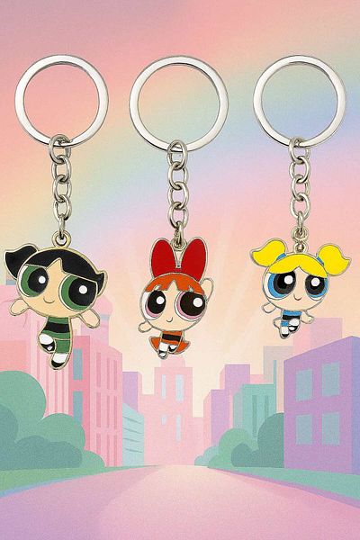 Herşey Nota Powerpuff Girls Bff 3-Piece Keychain Set – Best Friends Forever Colorful Stylish Accessory 3Pcs