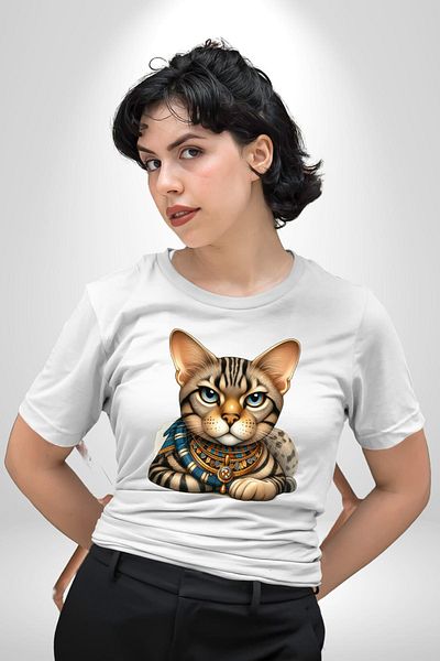 Angemiel The Dazzling Queen of Ancient Egypt White Oversize Women's Men's Front Printed T-Shirt