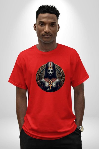 Angemiel Amunet Ancient Air Goddess Egyptian Red Oversize Women's Men's Front Printed T-Shirt