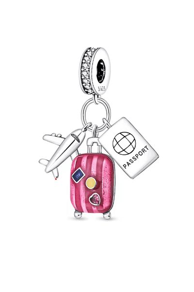 OEM Passport Travel Charm, Silver, compatible with Pandora bracelet