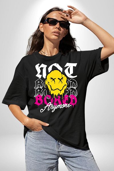 Angemiel I'M Not Being Stressed Anymore Black Oversize Women's Men's Front Printed T-Shirt