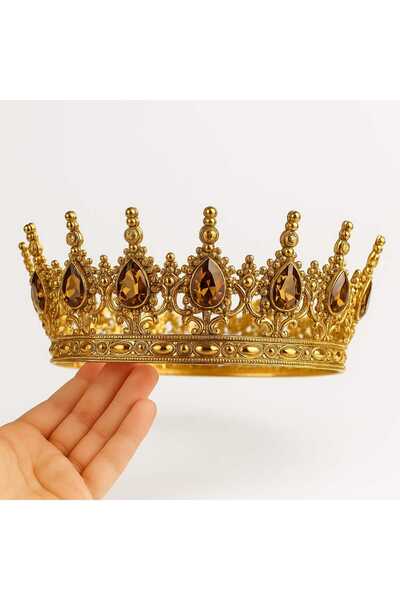 Evsay Pasta Taçı Doğum Günü Taçı Kral Tacı Pasta Süsü Brithday Taçı Yuvarlak Plastik Tac Kına Düğün Tacı
