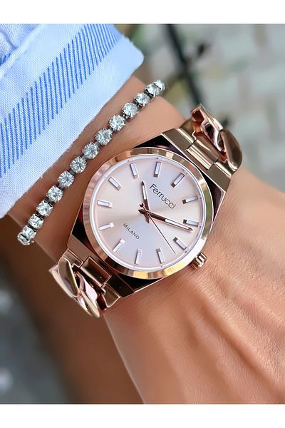 Ferrucci Steel Chain ​​Cord Women's Watch 3 Atm Waterproof 2 Years Mechanism Warranty