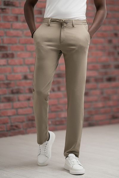 Paul Martin Regular Fit Lycra Combed Cotton Fabric Jogger Pants with Threaded Waist and Elastic