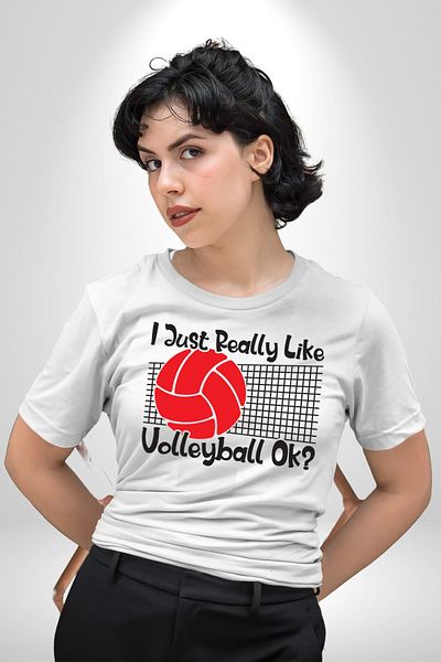Angemiel I Love Volleyball White Oversize Women's Men's Front Printed T-Shirt