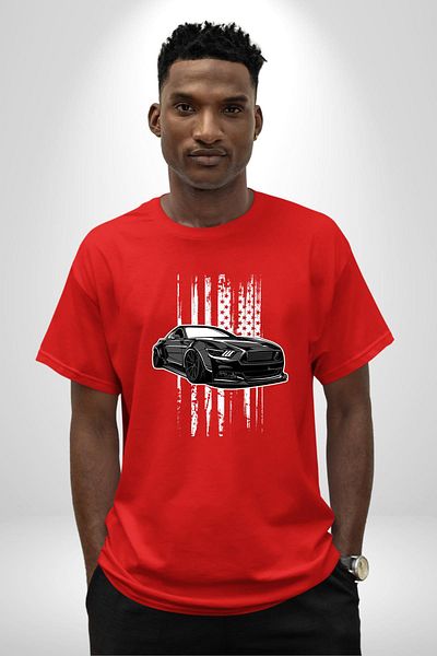 Angemiel Red Car Red Oversize Women's Men's Front Printed T-Shirt for Motorsport Enthusiasts