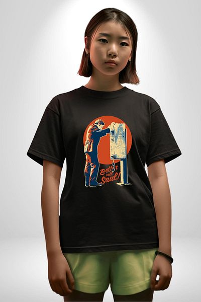 Angemiel Better Call Saul Tv Series Themed Law Black Oversize Women's Men's Front Printed T-Shirt