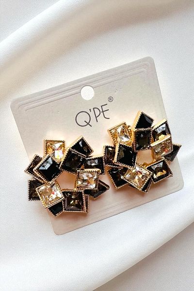 PETEK AKSESUAR Square Flower Hoop Earrings