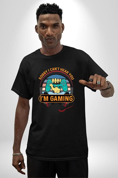 Angemiel Gamer Special Design I'M Voting I Can'T Hear You Black Oversize Women's Men's Front Printed T-Shirt